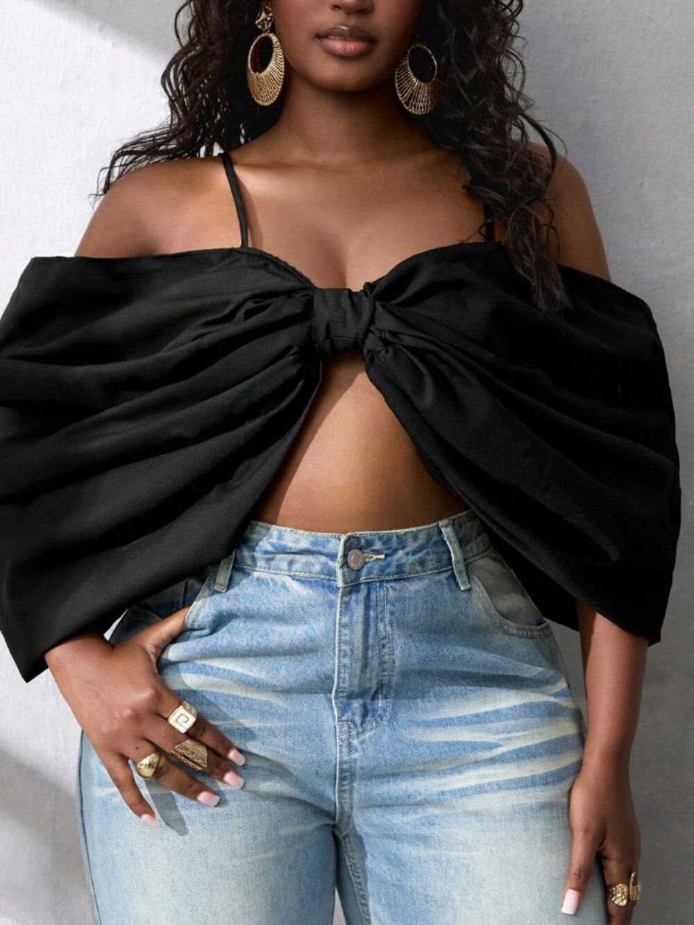 Black Sexy Women's Design 3d Bow Cropped Rave Camisole Top Night - Picture 5 of 8